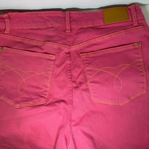Judy Blue High Rise Magenta Pink Embroidery 2x Garment Dyed shorts - Picture 3 of 11